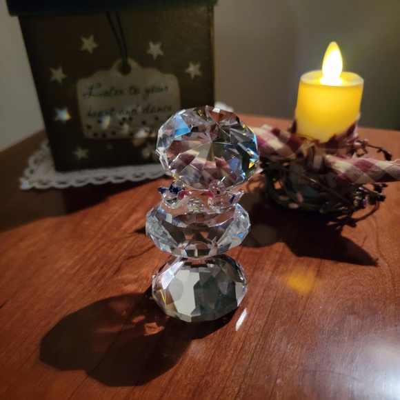 CRYSTAL WORLD ♡ Sweet Vintage Heavy Crystal Bird Bath Two Birds 'n Crystal Ball - Picture 5 of 17